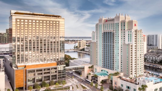 Tampa Marriott Water Street external view of hotel and conference center