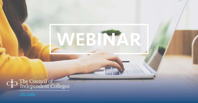 CIC Webinar graphic of woman working on laptop