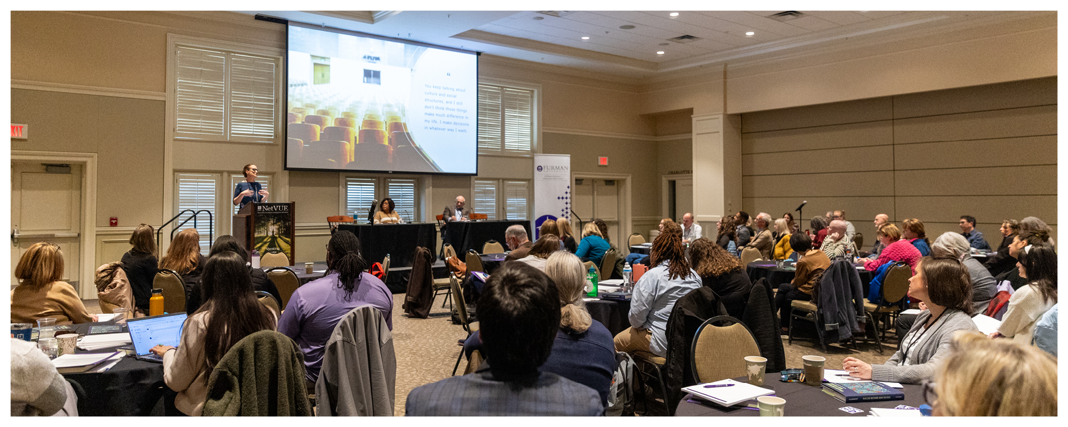 Participants of the 2025 Furman Regional gathering listening to a speaker