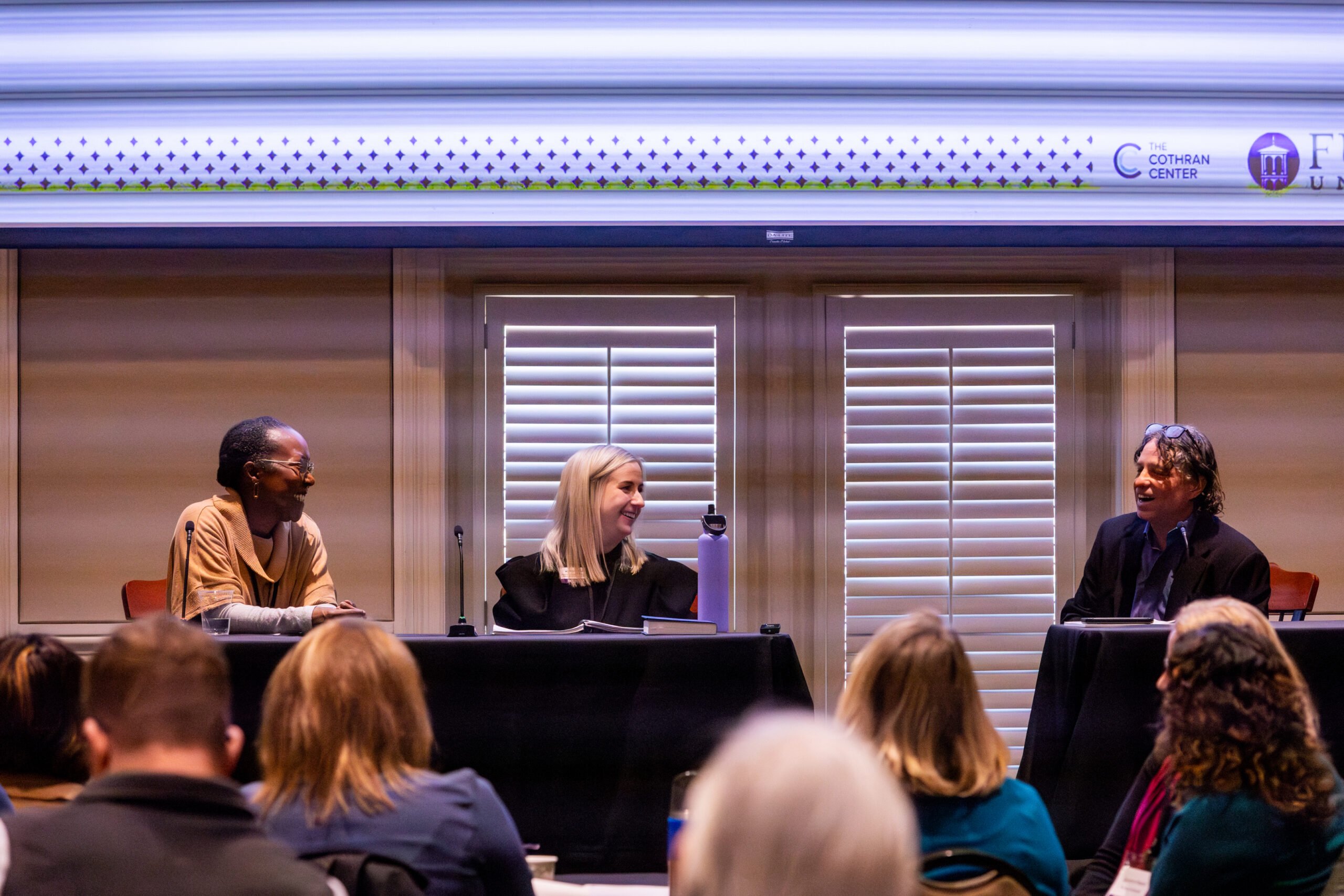 Panelists speak during the 2025 NetVUE regional gathering at Furman University.
