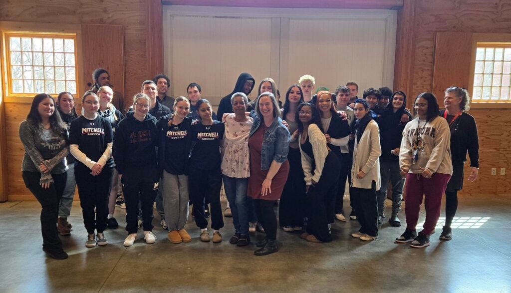 Site visit for students in the course New London: Then and Now at Mitchell College.