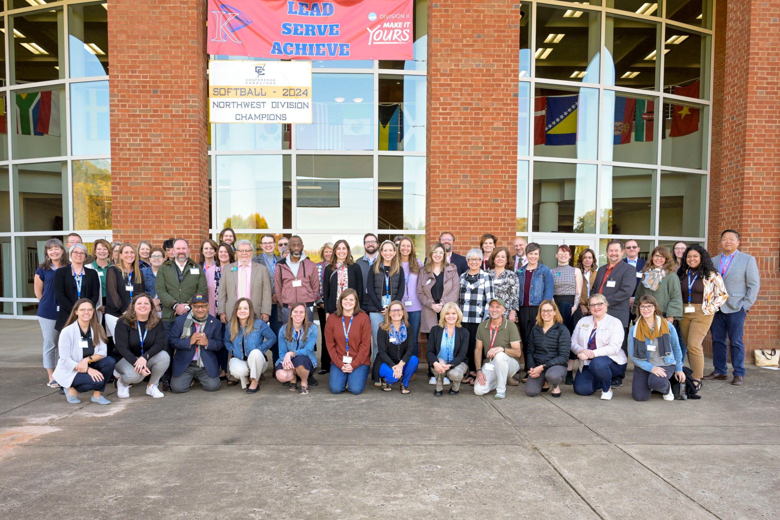 Participants of the 2024 NetVUE regional gathering hosted by King University post for a group photo.
