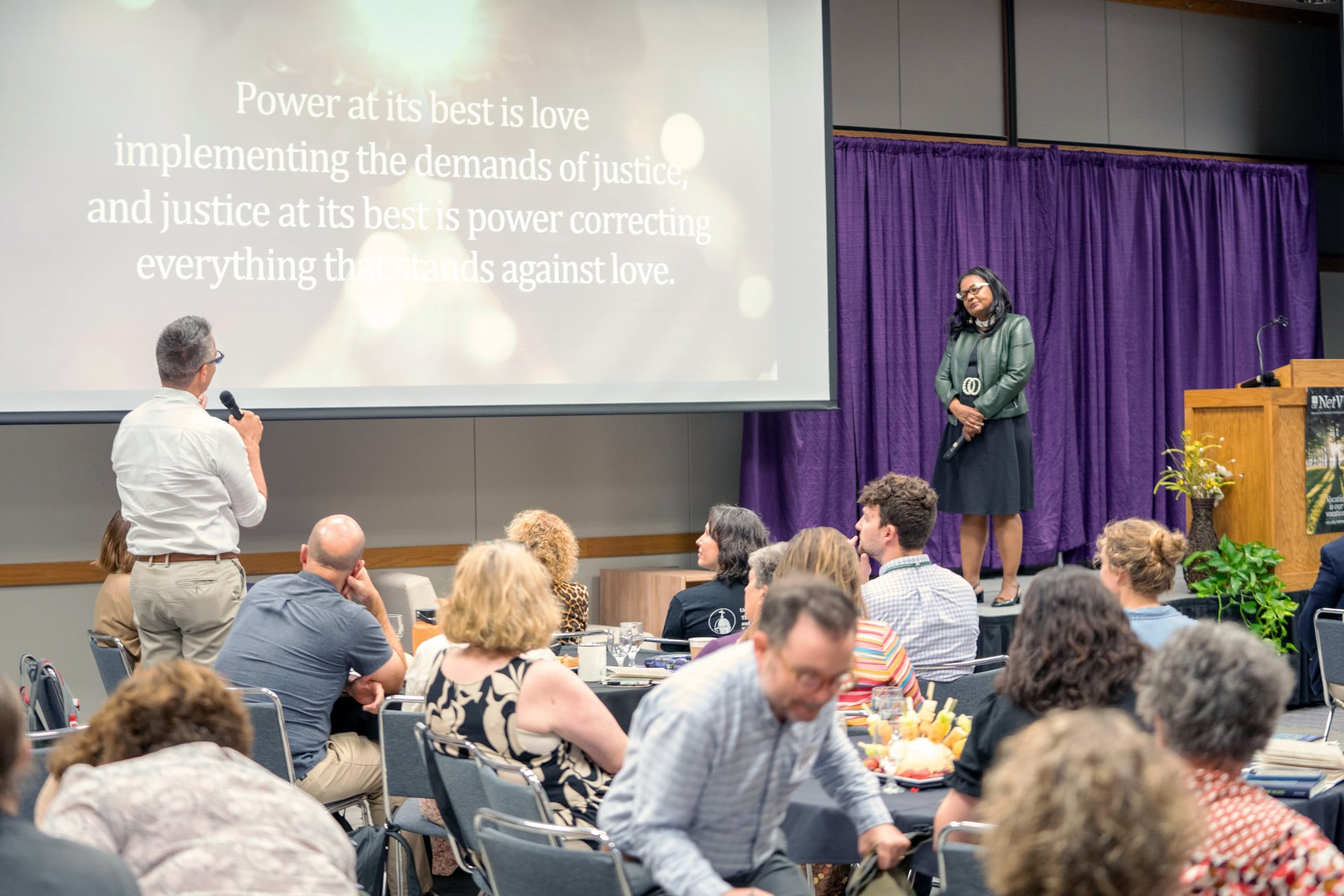Mary Dana Hinton takes questions from the audience during the 2024 NetVUE 