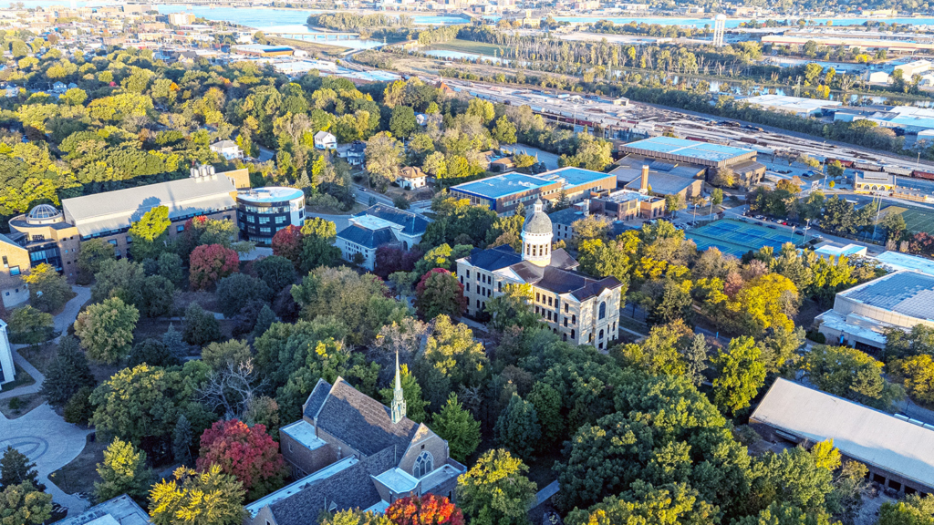 Aerial view of Augustana College's campus
