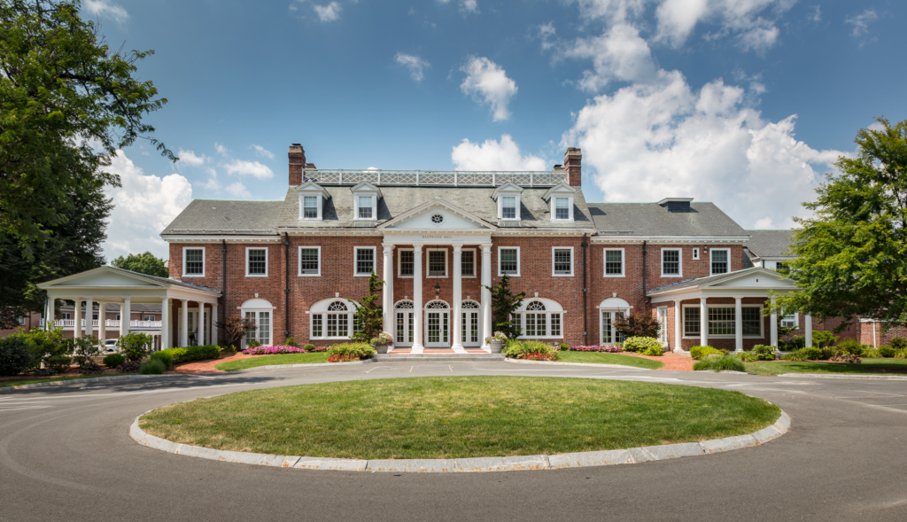 The main building on Bay Path University's campus.