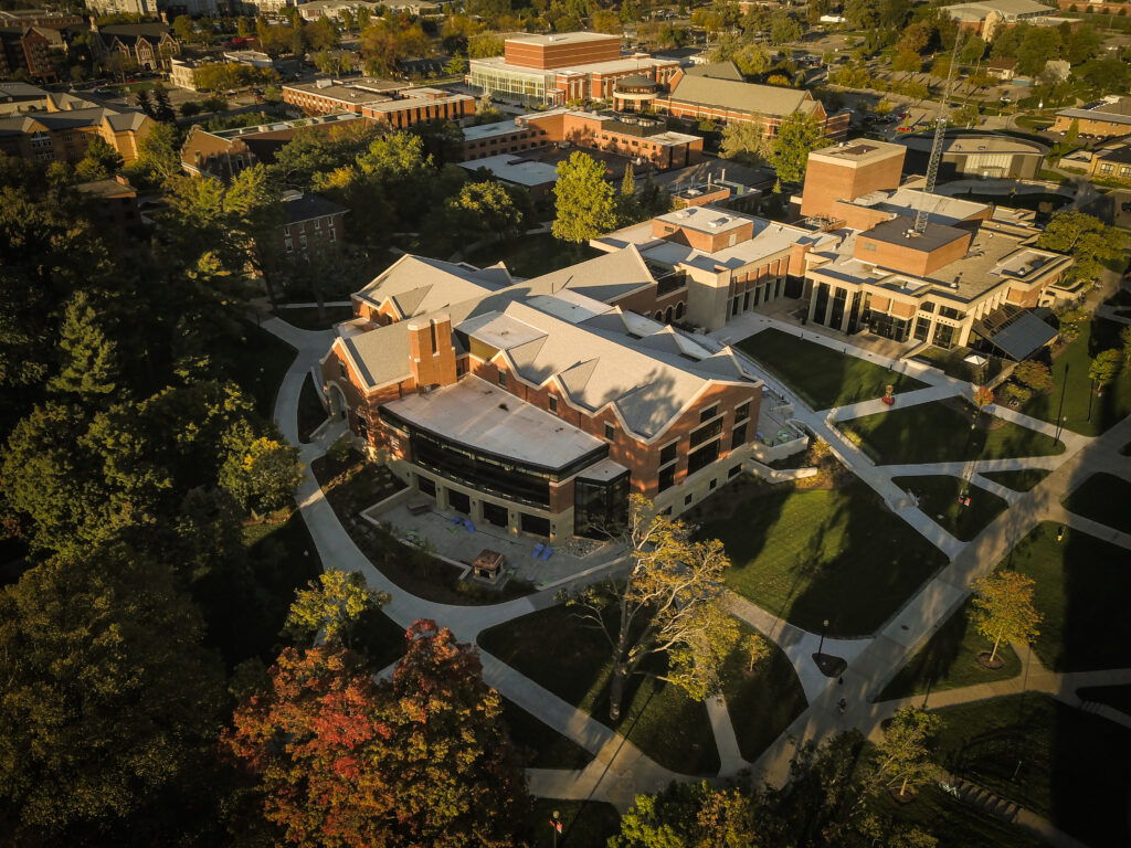 Drone photo of the Jim and Martie Bultman Student Center